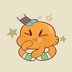 an orange cat with a hat on top of it's head and eyes closed