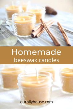 homemade beeswax candles with cinnamon sticks