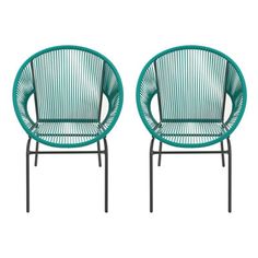 two green chairs sitting next to each other