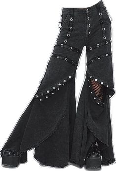 Punk Pants, Flared Pants, Flare Pants, Black Pants, Polyester Spandex, Mesh, Spandex, Collage, Pants