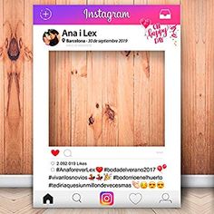 the instagram page is displayed in front of a wooden wall with an instagram sticker on it