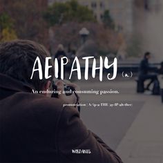 a man sitting on a bench with his cell phone to his ear and the words aepahy above him