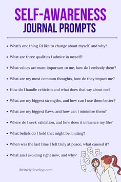 Journal prompts for self-awareness and reflection Journaling Negative Thoughts, Journal Prompts For Self Identity, Self Discipline Journal Prompts, Joy Journal Prompts, Journal Prompts For Self Reflection, Self Healing Prompts, Self Identity Journal Prompts, Tips For Journaling, Journal Writing Prompts For Healing