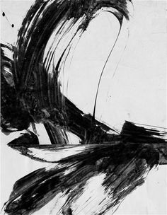 black and white abstract painting with brush strokes