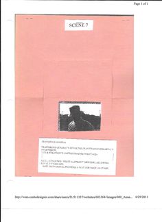 a piece of pink paper with a black and white photo on it