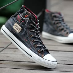 Men-s-Denim-Shoes-2016-Breathable-High-Canvas-Shoes-Men-Shoes-Casual-Skate-Footwear-Zapatos-Hombre (5) Sport Shoes Design, Male Shoes, Denim Sneakers, Mens Fashion Smart, Mens Nike Shoes, Denim Shoes, Gym Shoes, Men Fashion Casual Outfits, Trendy Sneakers