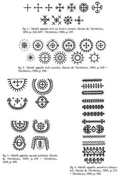 an image of some different designs in the style of cross stitchs and other symbols