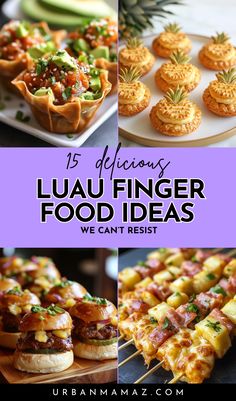 Luau Finger Food Ideas We Can’t Resist Tropical Party Appetizers Food Ideas, Hawaiian Party Menu Ideas, Fish Finger Food Ideas, Tropical Party Snacks Food Ideas, Havana Nights Party Food Ideas, Obx Themed Snacks, Aloha Party Food Ideas, Tiki Food Ideas, Tiki Appetizers