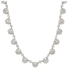 18k White Gold Diamond: 13.0ct twd (estimated) Total Weight: 42.8 grams Necklace Length: 15.5 inches Diamond Flower Necklace, Jewellery Business, Rene Lalique, Necklace Design, Gold Necklace Designs, Diamond Flower, Gold Stone, The Jewel, Lovely Jewellery