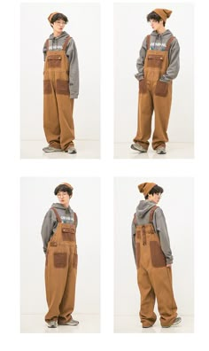 Gbolsos Men's New Japanese Retro Overalls Brown Color Casual Pants Cou – Mvrslands&GbolSOS Retro Overalls, Overalls Brown, Trendy Joggers, Outfit References, Clothing Reference, Clothes Reference, Swaggy Outfits, Drawing Clothes, Chilly Weather