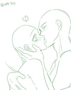 a drawing of two people kissing each other