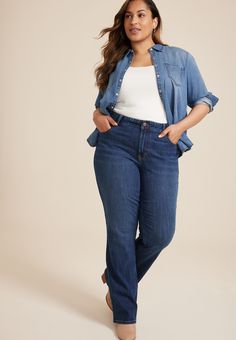 Plus Size m jeans by maurices™ Classic Curvy High Rise Slim Boot Jean - New Jeans Top, Best Plus Size Jeans, Summer Dress Sandals, Maurices Plus Size, Adaptive Clothing, Bootcut Jean, Curvy Jeans, Jeans Material, M Jeans