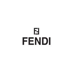 the word fendi is written in black on a white background