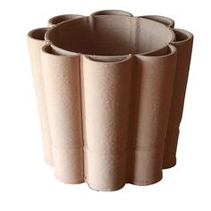 four vases made out of brown paper on a white background