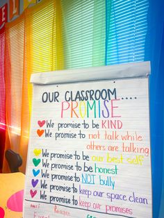 a classroom sign that says our classroom promise