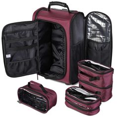 Features:- Rolling & Shouldering Carry - Byootique carry-on makeup case features wheels and shoulder straps, can be used as a rolling case, or a backpack by taking out the straps hidden on back with zipper, ideal for freelance makeup artists and on-the-go artists- Compact & Customizable Design - 12"x9"x19" compact size and lightweight design, much reducing burdens on your shoulder; With 5 removable clear pouches, can flexibly choose 1 or more to use, or take all of them out to create a spacious main compartment for larger items- Organized Small Bags & Lid Pockets - 5 independent transparent zipper bags with water-resistant and anti-dirt inner wall, zipper bag and mesh pocket on the lid for sorting brushes & tools and keeping neat- Side Pockets with Heat Insulation Layer - Pockets on each s Backpacking Training, Carry On Makeup, Rolling Makeup Case, Freelance Makeup Artist, Backpack With Wheels, Train Case, Small Organization, Small Pouches, Travel Makeup