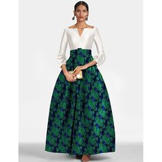 Silhouette:A-Line; Hemline / Train:Floor Length; Closure:Zipper UP; Built-In Bra:Yes; Embellishment:Floral Print; Fabric:Satin; Sleeve Length:3/4 Length Sleeve; Tips:Professional dry cleaner only,Colors may vary slightly due to different monitor settings; Boning:No; Style:Elegant,High Split; Occasion:Formal; Neckline:V Neck; Front page:Evening Gown; Listing Date:10/12/2024; Features:Pocket Formal Floral Print Floor-length Evening Dress, Floral Elegant Dress, Green Printed A-line Maxi Dress, Gowns For Plus Size Women, Elegant Floral Print V-neck Evening Dress, Floor-length Floral Print Evening Gown, Elegant Green Floral Print V-neck Dress, Brocade Gown, Elegant Floral Dress