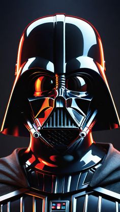 a darth vader helmet is shown in the dark side up style with red lights