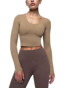 PRICES MAY VARY. Cream Collection Top: Crop tops are made from soft fabric that feels cream smooth on your skin. They are lightweight, breathable, quick-drying, moisture-wicking and resistant to sweat stains brings you the best sports experience. Removable Padding Bra: Yoga crop tops for women feature an inner removable cups with hidden small opening on both sides, easy to clean and adjust. The pad cups provide support and shock protection. U Neck Design: Athletic shirts tops cut with flattering Sides Easy, Yoga Tees, Without Bra, Athleisure Tops, Sweat Stains, Workout Crop Top, Athletic Top, Top Crop, Womens Long Sleeve Shirts