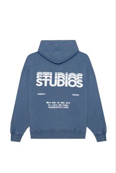 Steel blue heavyweight hoodie. Made of 100% cotton in portugal. Prints on both sides. Trendy Graphic Hoodies, Back Hoodie Design, Cute Hoodie Ideas, Cool Sweatshirt Designs, Hoodie Ideas Design, Cool Hoodie Designs, Trendy Hoodie Designs, Graphic Hoodie Design, Blue Graphic Hoodie