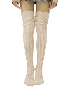 PRICES MAY VARY. Our thigh high socks are made of high-quality soft Arctic Fleece/Polyester fibres, it is very soft, stretchy, lightweight and skin-friendly. One Size Fit Most. Total length 34", Suggested Women Shoe Size: 5 - 10. As the thigh socks for women keep elastic, general sizes wearing S - M - L are suggested for the best fit. High elastic, multi colors available, this long leg socks make your legs more slender and attractive, easy to match with kinds of uniforms, shorts, Make you look m Beige Stretch Knee-high Legwear, Fitted Beige Knee-high Stockings, Beige Thigh High Legwear, Tight Thigh-high Beige Legwear, Tight Beige Thigh-high Legwear, Beige Stretch Knee-high Stockings, Cream Thigh-high Hosiery, Beige Stretch Over-the-knee Stockings, Fitted Thigh High Knitted Legwear