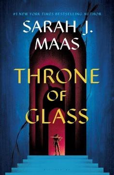 the cover of throne of glass by sarah j maas, with stairs leading up to