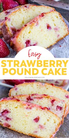 this easy strawberry pound cake is made with fresh strawberries