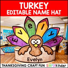 a turkey themed name hat for thanksgiving