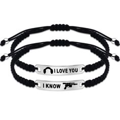 two bracelets with the words i love you and i know