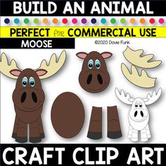 craft clip art for kids to make an animal with the words, perfect for commercial use