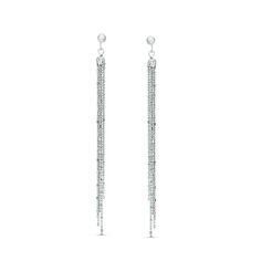 You'll love how these bead chain tassel earrings catch and reflect light as you turn your head. Crafted in sterling silver, each earring features alternating lengths of capsule and sparkling diamond-cut bead chain. Buffed to a brilliant luster, these ball post earrings secure comfortably with friction backs. Chandler Earrings, Silver Diamond Earrings, Prom Earrings, Bar Stud Earrings, Bar Studs, Tassel Drop Earrings, Sparkling Diamond, Bead Chain, Silver Bars