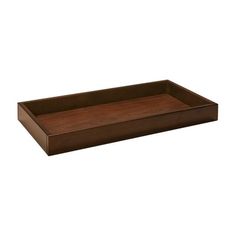 an empty wooden tray on a white background