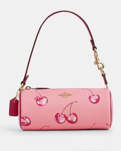 COACH® | Nolita Barrel Bag With Cherry Print Coach Fruit Bag, Purses And Bags Designer, Purse Bag, Cherry Bag, Coach Bags Handbags, Couch Bag, Sustainable Bag, My Style Bags, Luxury Bags Collection