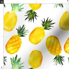 a watercolor painting of pineapples and lemons