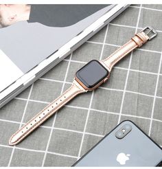 Apple Watch Series 6 5 4 Classic Slim Leather Band Ladies Watchbands – www.Nuroco.com Apple Watch Bands Fashion, Apple Watch Wristbands, Apple Watch Stand, Diamonds Bracelet, Rose Gold Apple Watch, Apple Watch Leather, Marble Blue, Apple Watch Bracelets, Leather Apple Watch Band