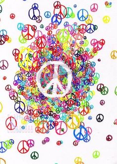 the peace sign is surrounded by colorful circles