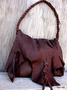 Rustic Lovers Only Dark Brown Elkskin Leather Bag by stacyleigh, $249.95 Rustic Leather Bag, Natural Edges, Medicine Bag, Boho Bags, Leather Projects, Leather Bags Handmade, Boot Bag, Leather Diy, Leather Pouch