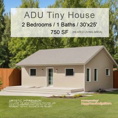 the adu tiny house has two beds and baths / 30'x25 '