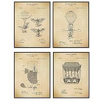 four different drawings of hot air balloons