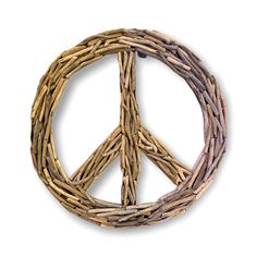 a peace sign made out of branches on a white background