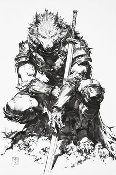 #manga #warrior #fantasy #man #woman #wolfman Wolf Man Drawing, Wolfman Concept Art, Wolfman Drawing, Wolf Man Art, Girl Drawing Sketches, Creature Drawings, Black Aesthetic Wallpaper, Dark Ages