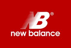 the new balance logo on a red background