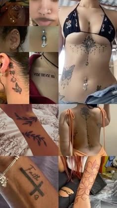 many different pictures of women with tattoos on their bodies