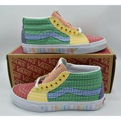 Vans Women Size 7.5 Sk8-Mid Multicolor True White Pride Casual Sneaker Shoes Details: Shoe Size: Women Us 7.5 / Uk 5 / Euro 38 Shoe Closure: Lace Up Color: White, Multicolor Condition: New With Box (100% Authentic) Please Note: Original Box May Show Signs Of Wear. Shoes Details, Vans Women, Casual Shoes Sneakers, Striped Sneakers, Sneaker Shoes, Mens Vans, Womens Vans, Vans Shoes, Mens Shoes Sneakers