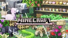 an image of some animals and plants in the minecraft marketplace with text overlay