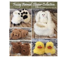 fuzzy animal slippers collection by one penny pig