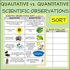 a poster with the words, quative vs quatitive and scientific observations