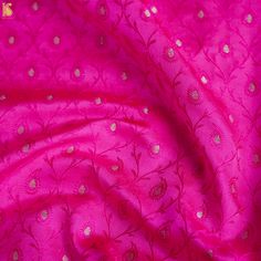 Cerise Pink Pure Banarasi Silk Handwoven Tanchui Kurta Fabric - Khinkhwab Elegant Chanderi Kurta For Puja, Pink Tussar Silk Kurta For Diwali, Unstitched Silk Suit For Festive Occasions, Art Silk Fabric For Puja During Diwali, Unstitched Silk Suit For Festive Transitional Season, Pink Silk Unstitched Suit For Diwali, Pink Silk Unstitched Suit With Traditional Drape, Pink Unstitched Suit For Celebration With Traditional Drape, Unstitched Brocade Traditional Wear With Self Design