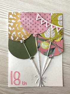 a birthday card with balloons on it