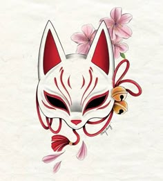 a cat mask with flowers on it